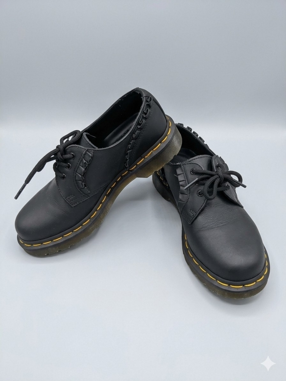 Dr. Martens 1461 Frill Lace Up Leather Oxfords Black Low Top Size US 6